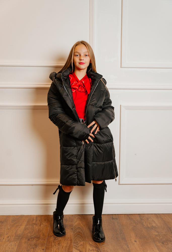 Mini Attire panel padded coat & bag BLACK