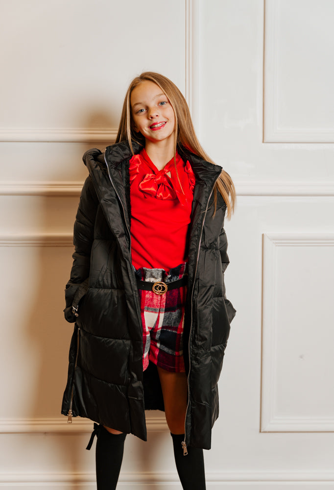 Mini Attire panel padded coat & bag BLACK