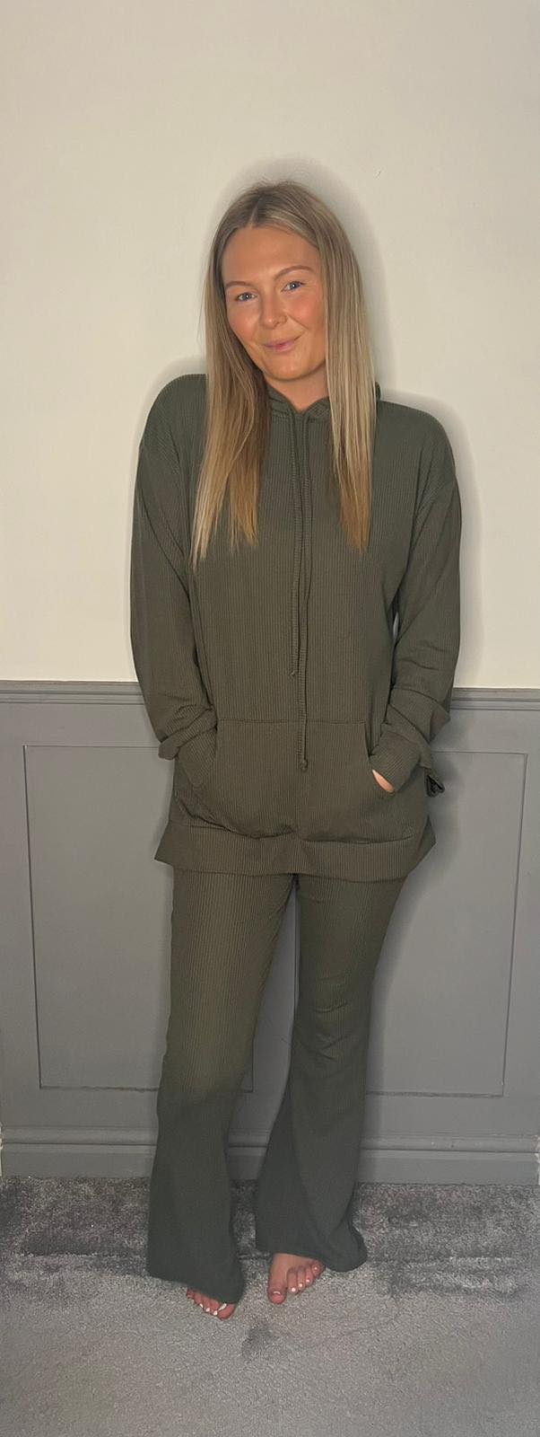 Frankie Flared Trouser Jog Suit Khaki