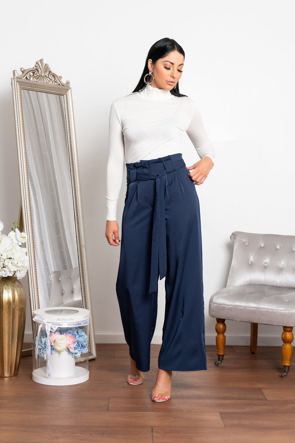 Naria Wide Leg Trouser Navy