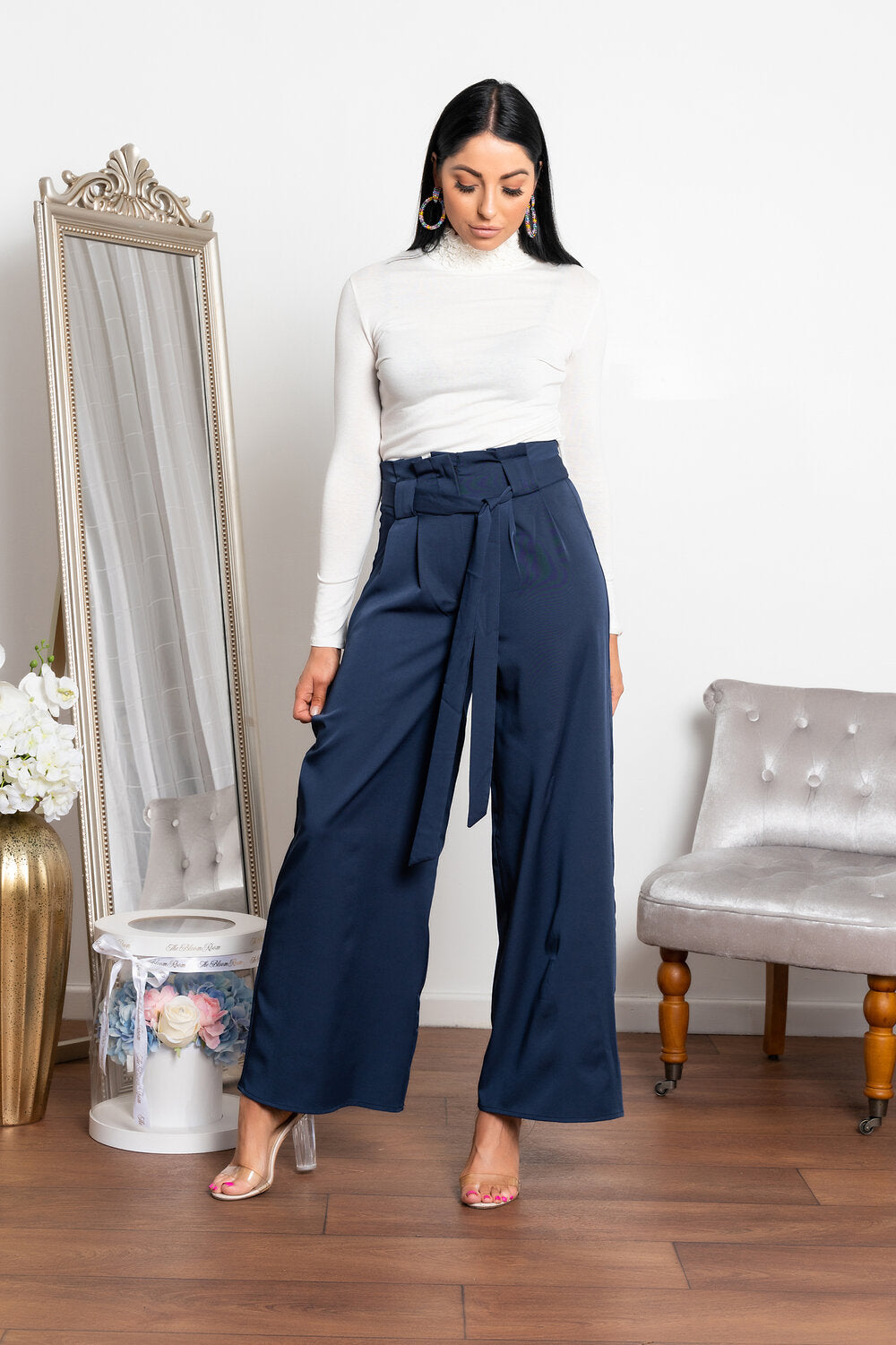Naria Wide Leg Trouser Navy