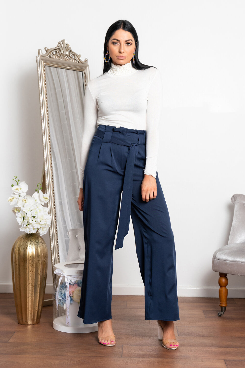 Naria Wide Leg Trouser Navy
