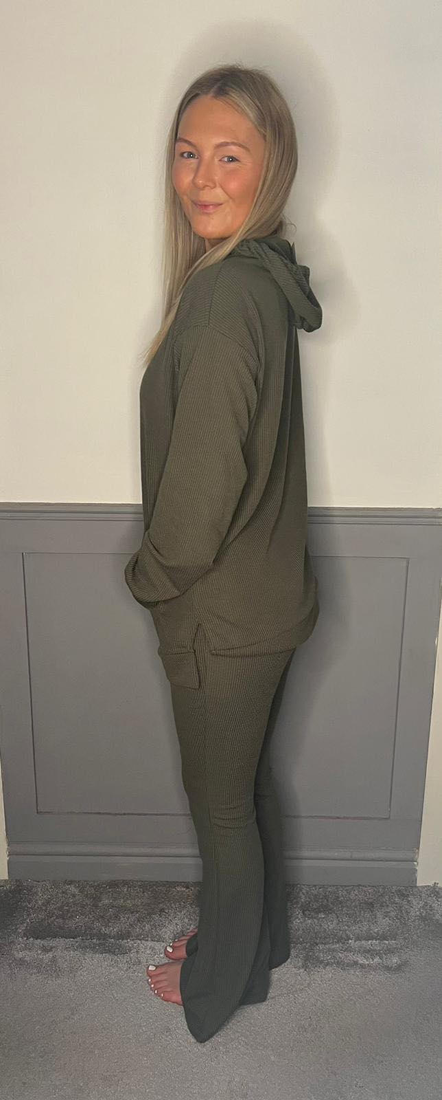 Frankie Flared Trouser Jog Suit Khaki