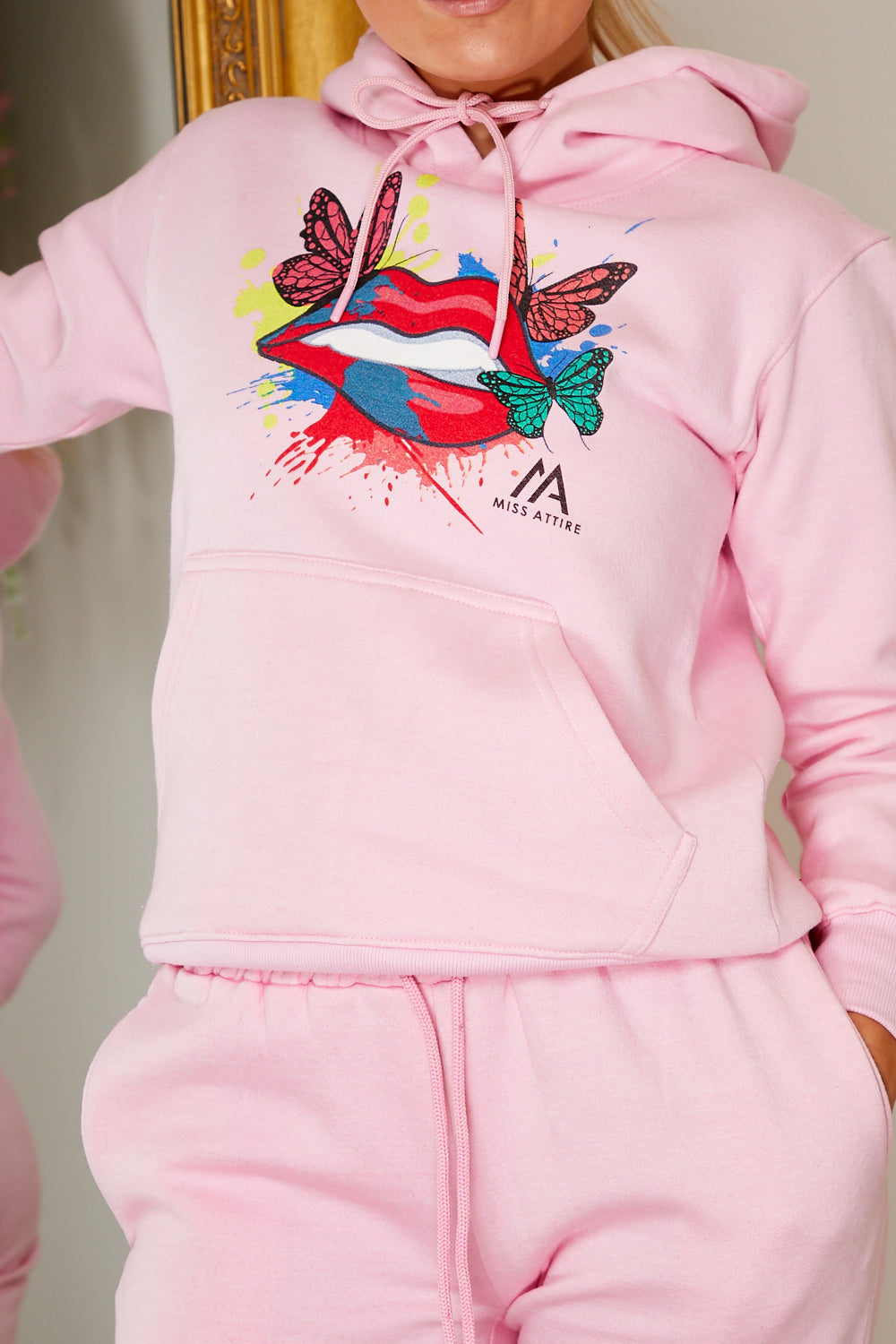Miss Attire Hooded Jog Suit Pink