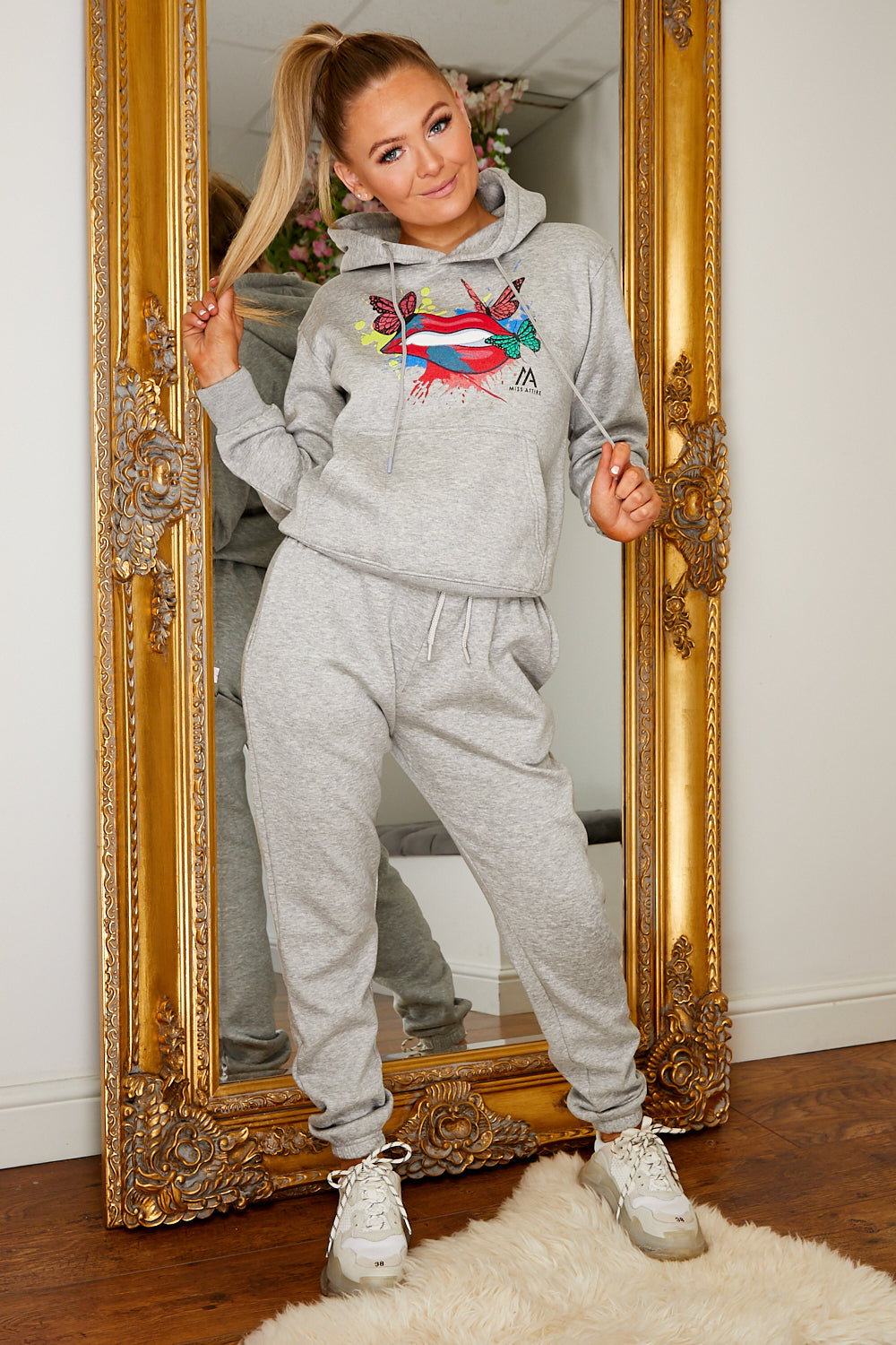 Miss Attire Hooded Jog Suit Grey