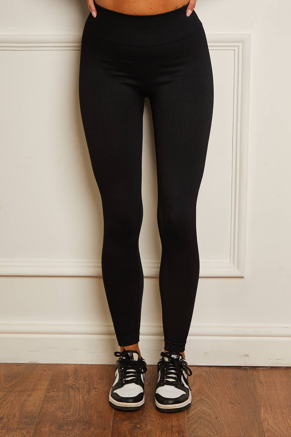 High Waist Thick Rib Leggings Black