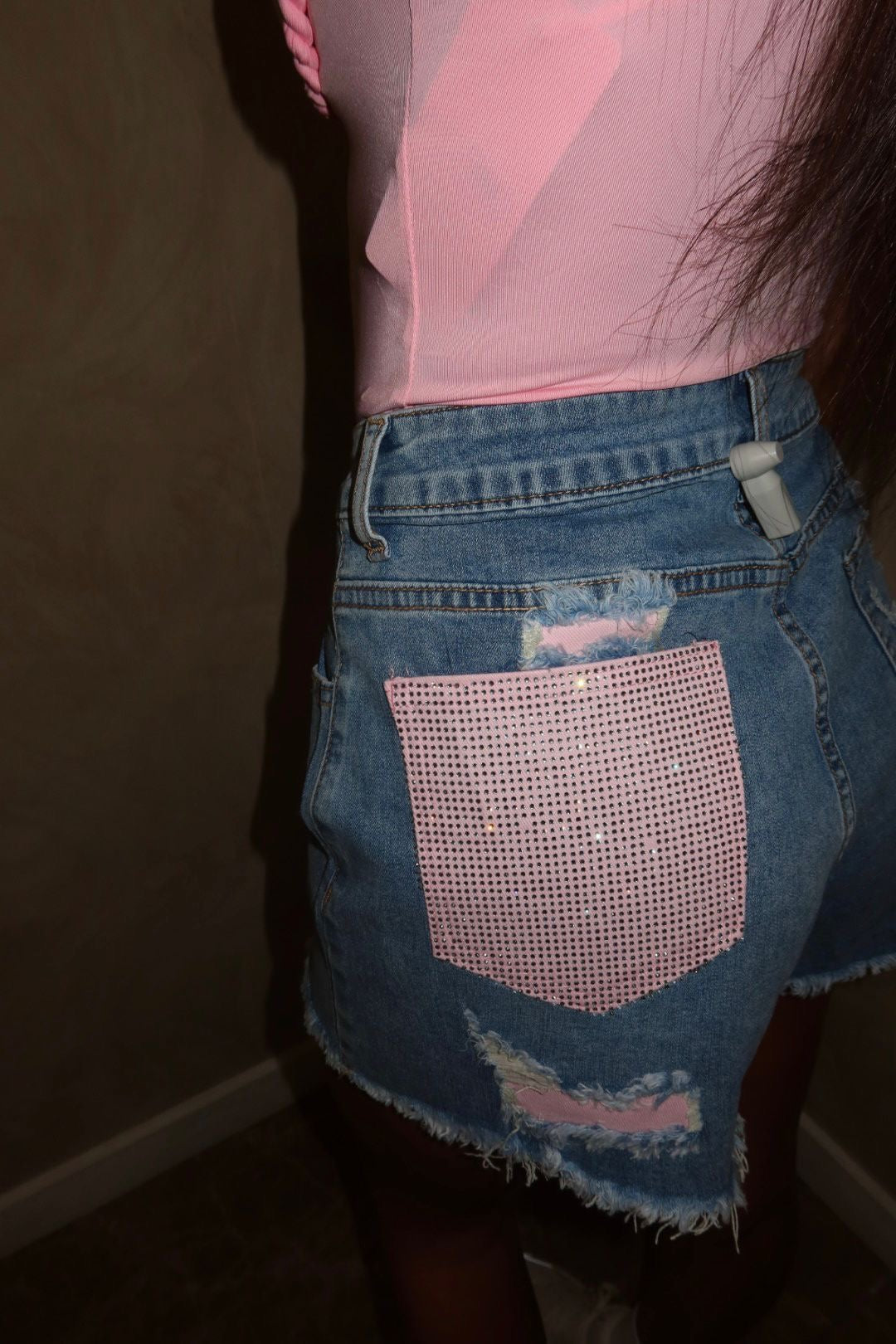 Krystala Crystal Pocket Shorts Pink