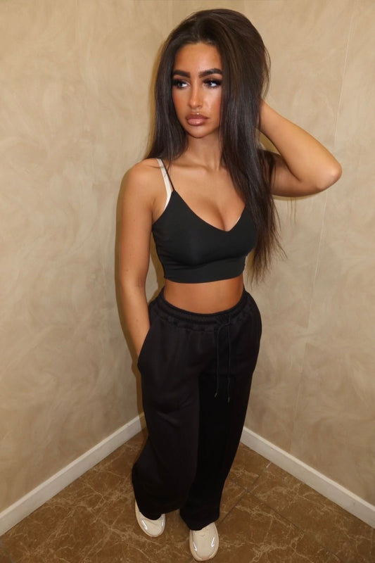 Drawstring Elasticated Waist Joggers Black