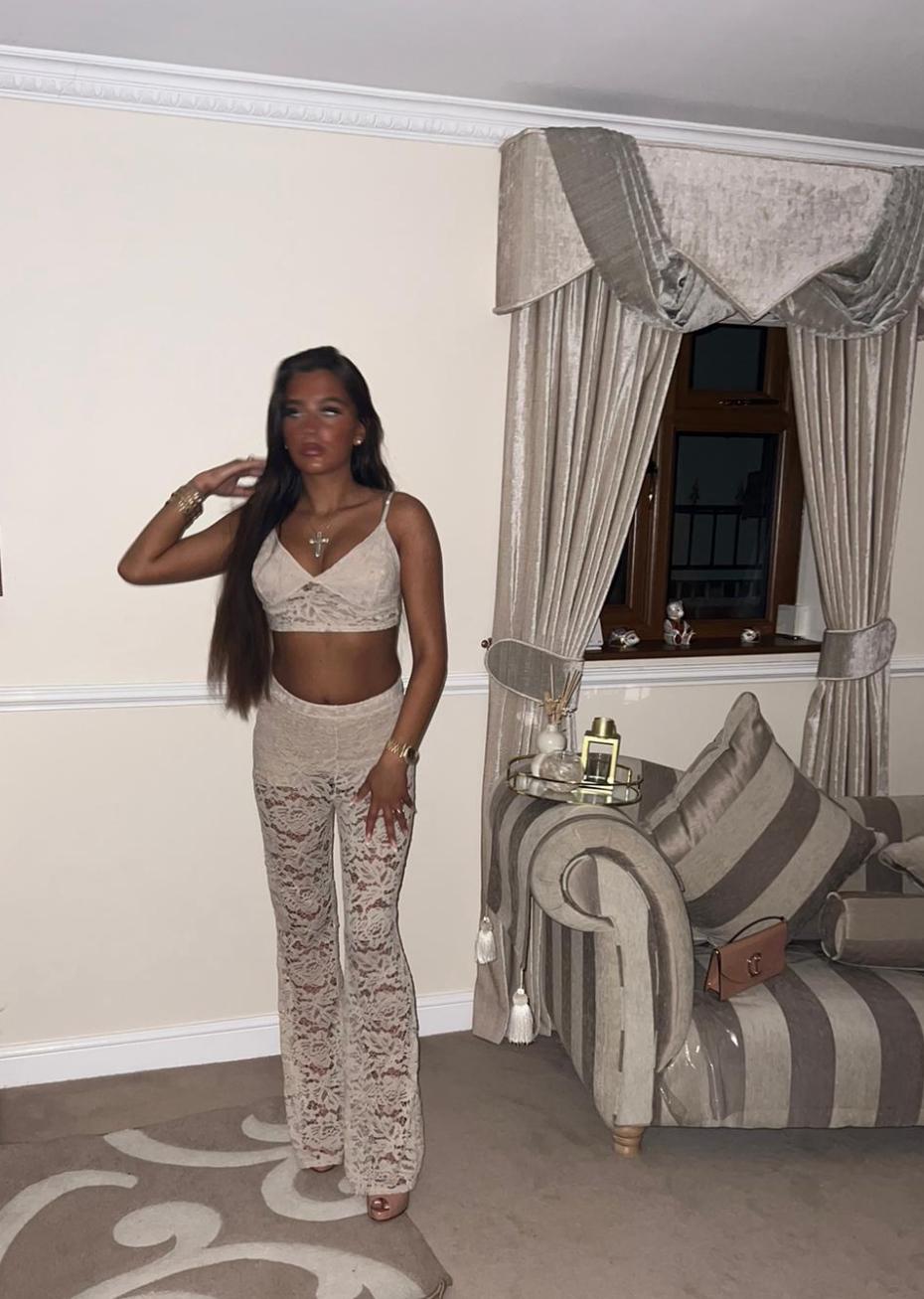 Nevada Lace Trouser Co Ord Beige