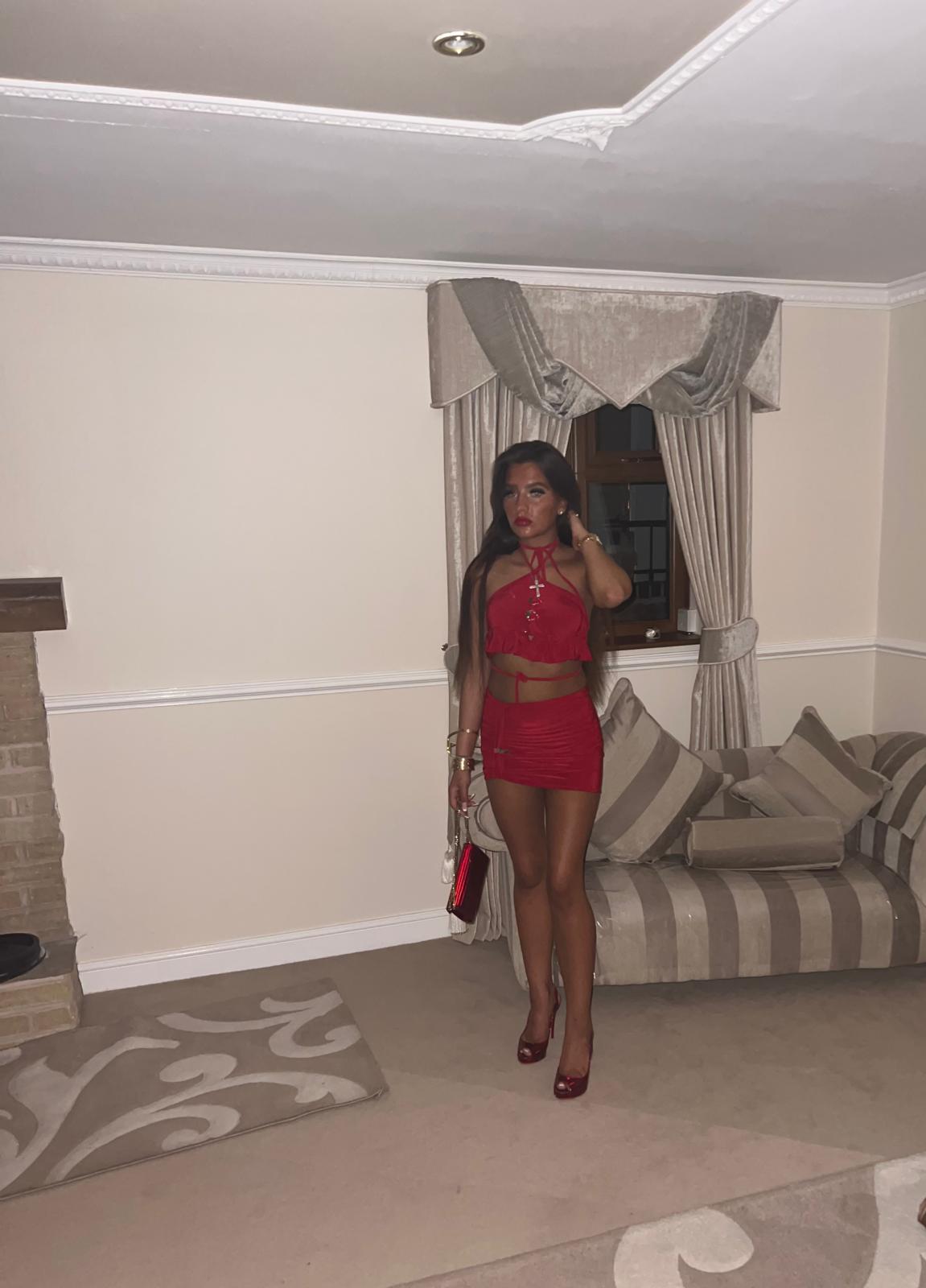 Scarlett Two Piece Skirt Co Ord Red