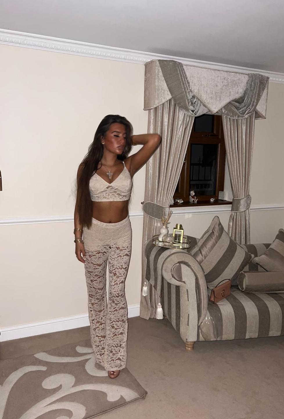 Nevada Lace Trouser Co Ord Beige