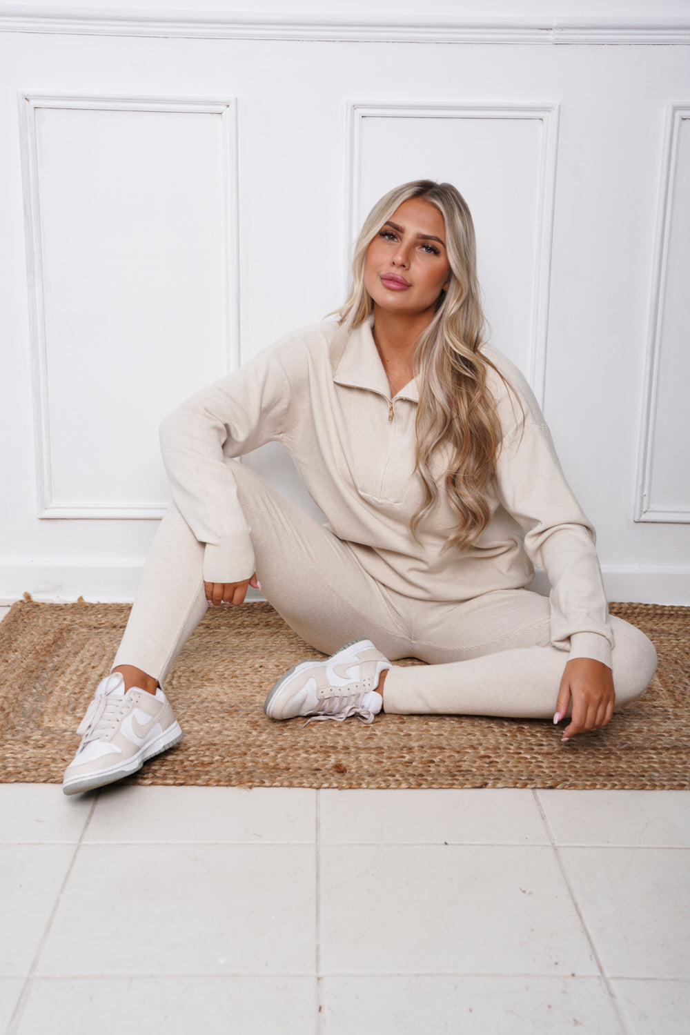 Carmen Half Zip Knitted Lounge Suit Cream