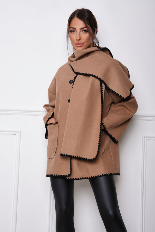 Claridge Contrast Button Fastening Jacket & Scarf