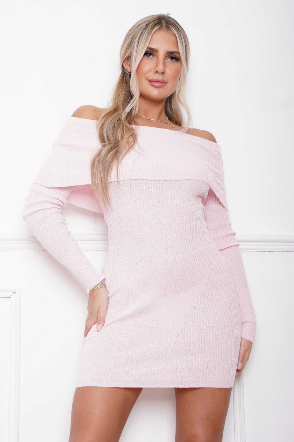 Paloma Bardot Mini Dress Pink