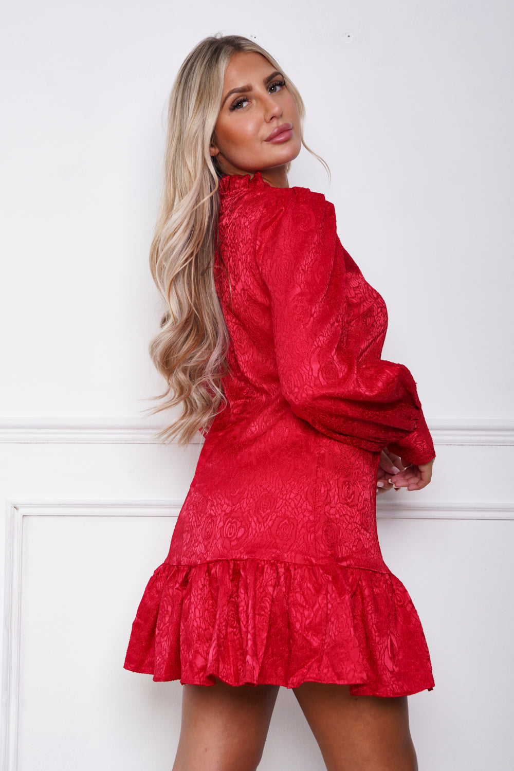 Scarl Long Sleeve Mini Dress Red