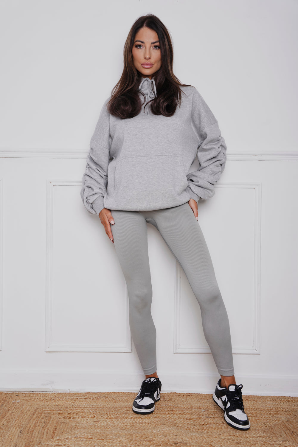 Frankie Oversized Ruched hoody & Legging Set Grey