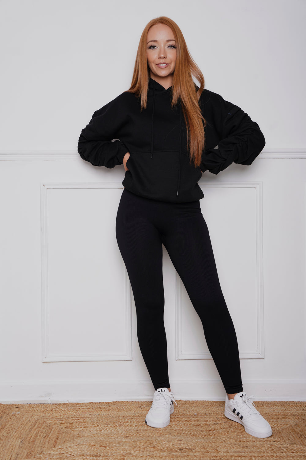 Frankie Oversized Ruched hoody & Legging Set Black