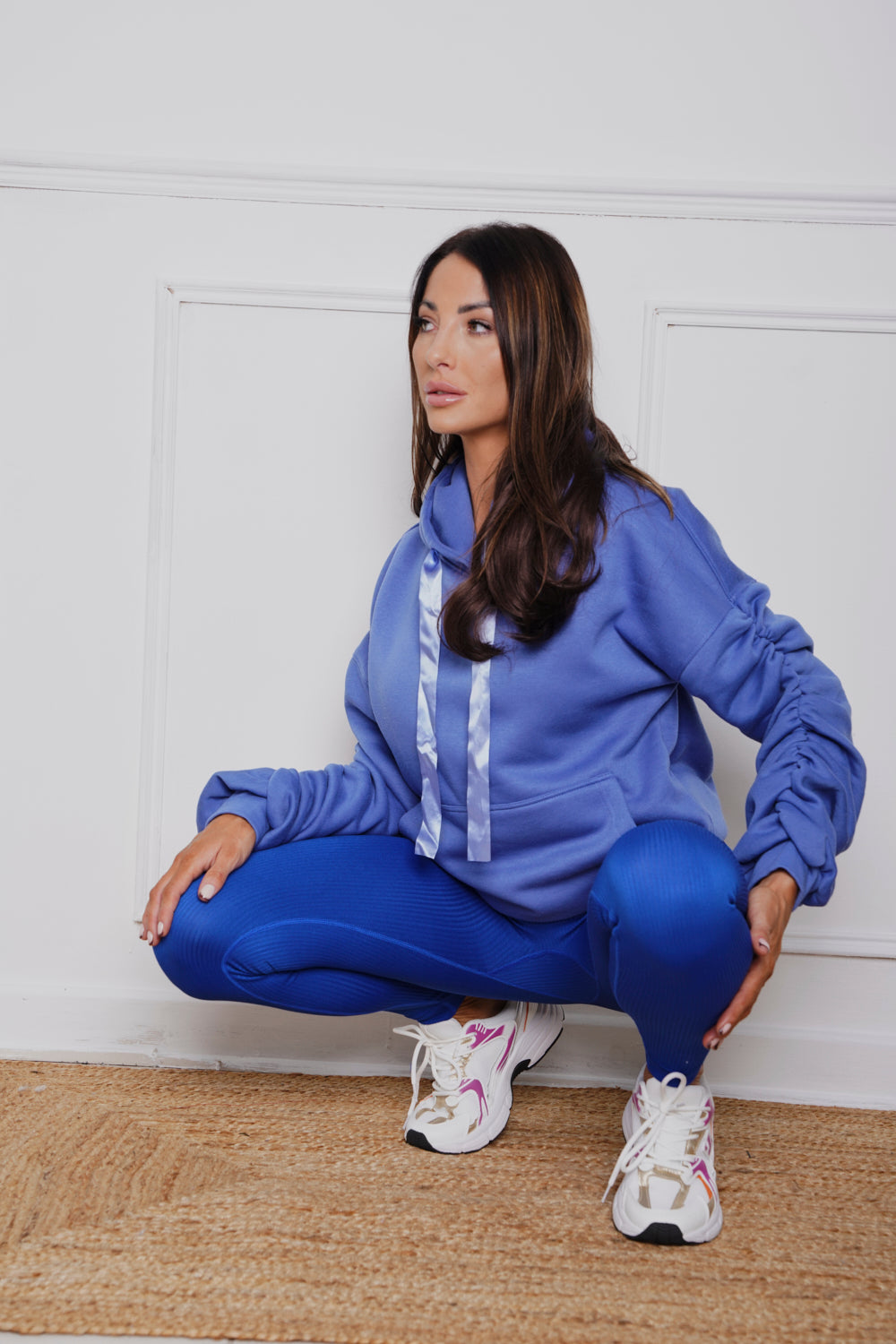 Oversized Ruched Ribbon Hoody & Legging Co-ord Royal