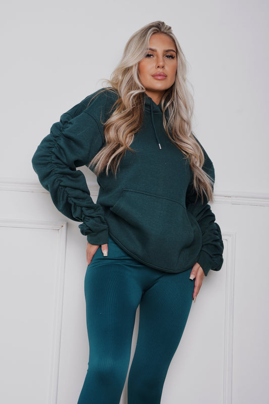 Oversized Ruched Hoody Forest