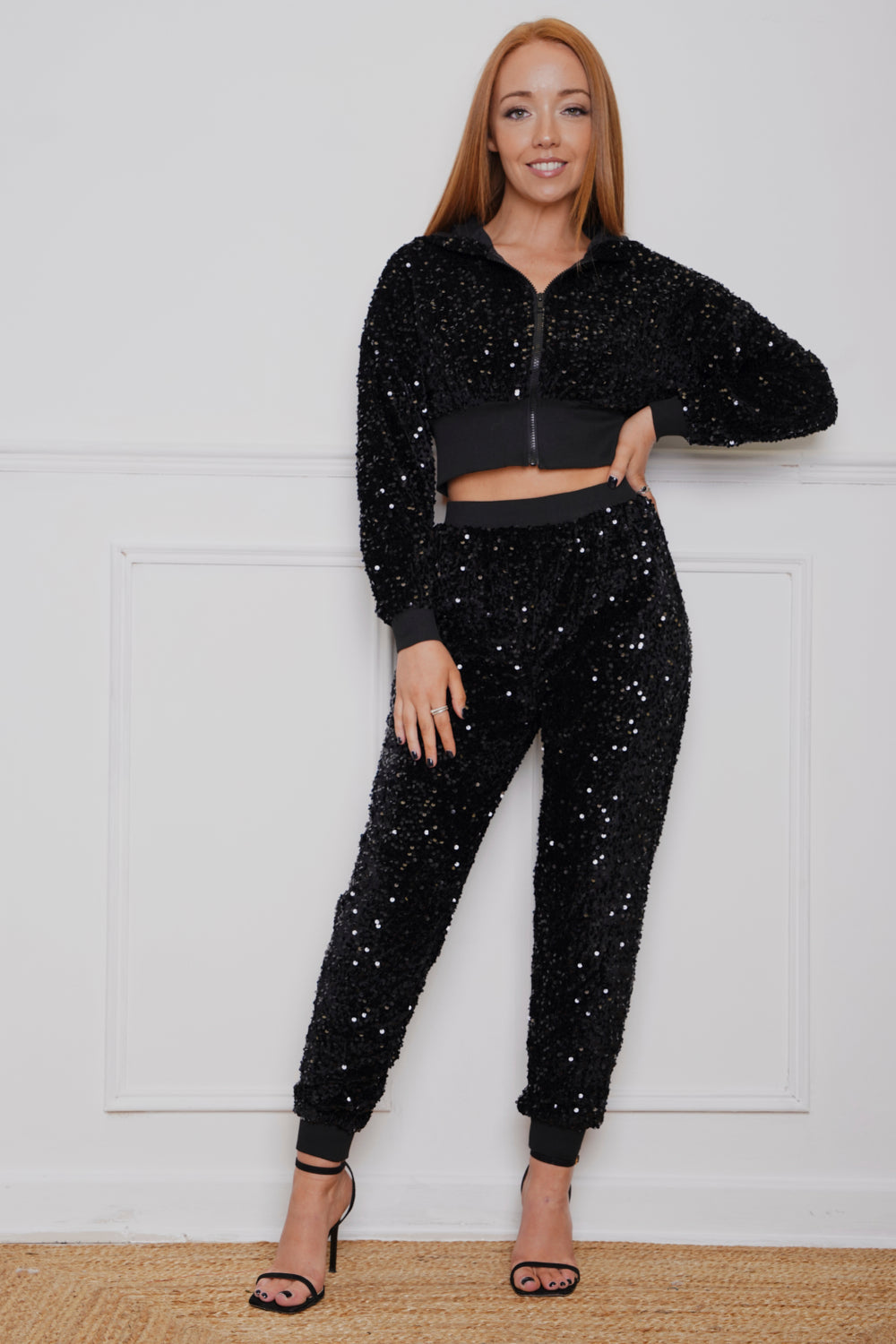 Shimmer Nights Sequin Jogsuit Black – Missattire LTD