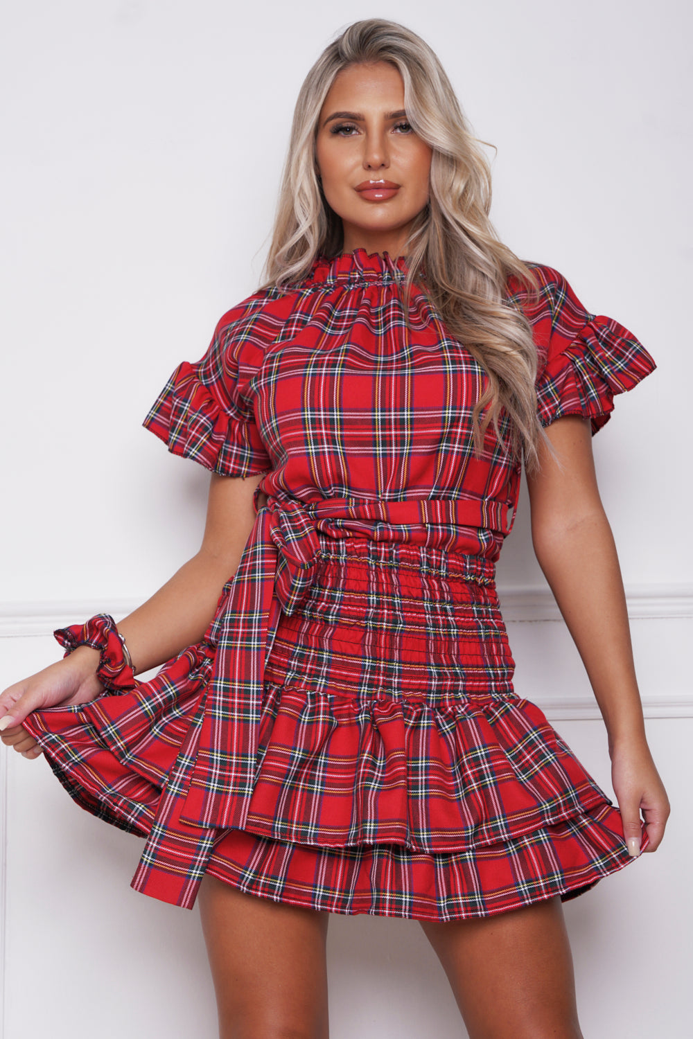 Claudia Tartan Co Ord Set Red