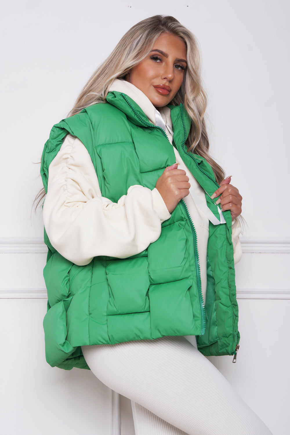 Dova Luxury Quilted Gillet Green