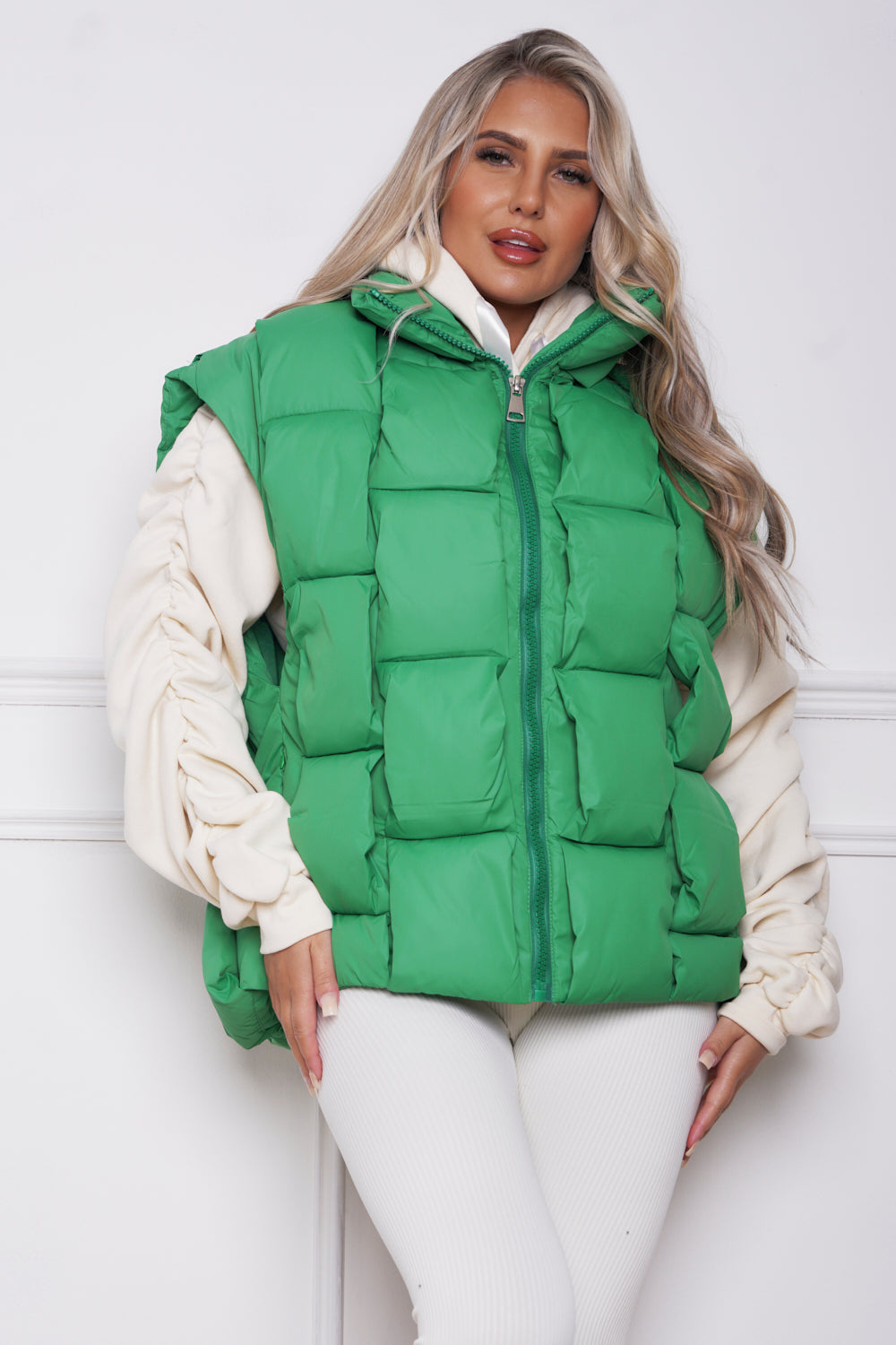 Dova Luxury Quilted Gillet Green