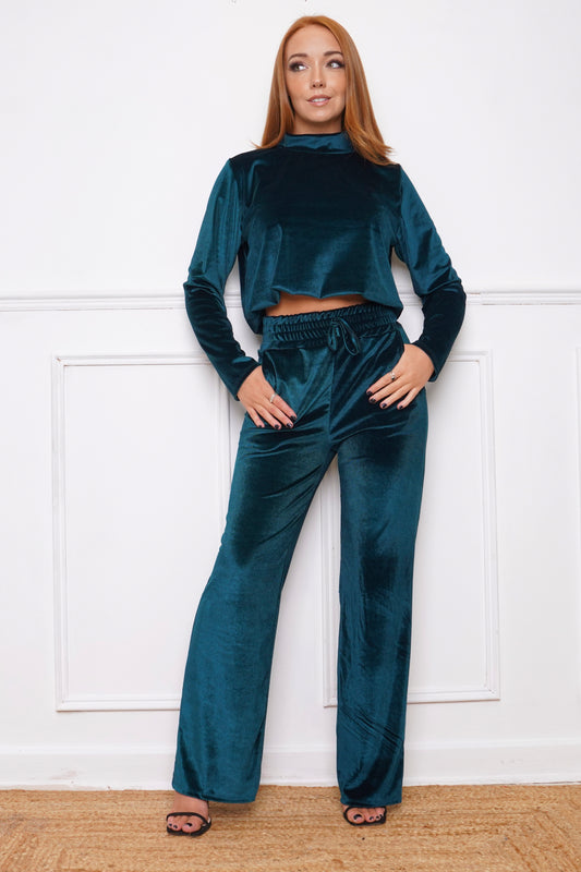 Novel Velvet Trouser Co ord Jade