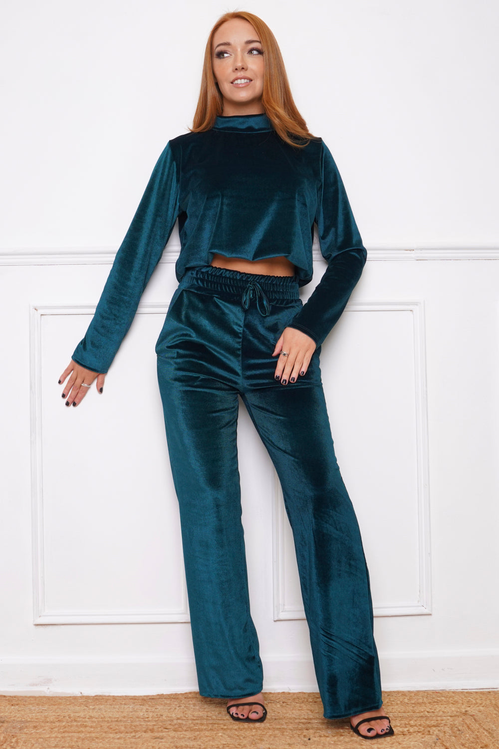 Novel Velvet Trouser Co ord Jade