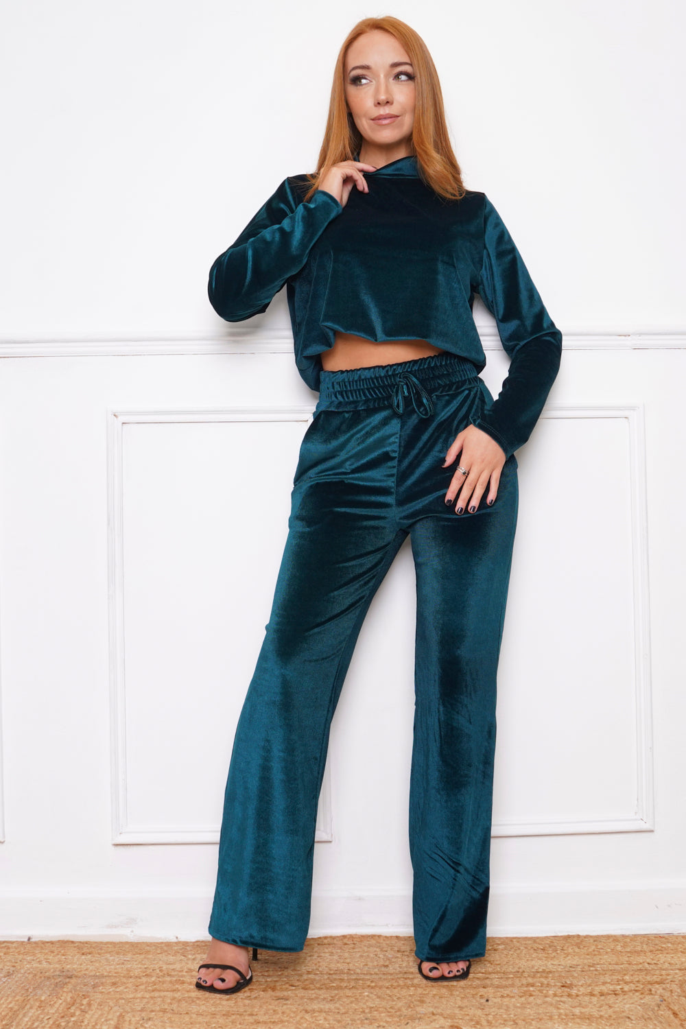 Novel Velvet Trouser Co ord Jade