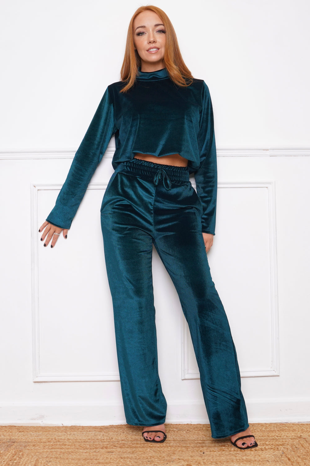 Novel Velvet Trouser Co ord Jade