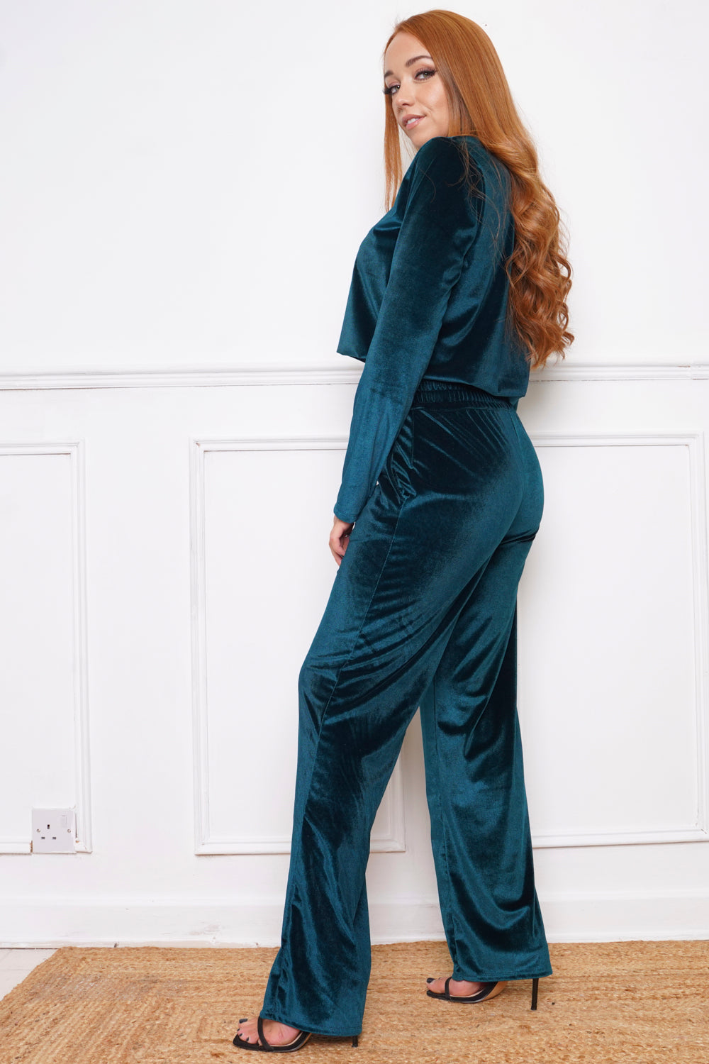 Novel Velvet Trouser Co ord Jade