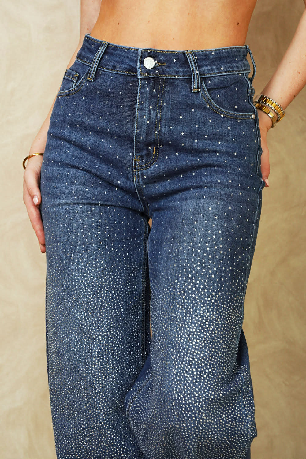 High waist sparkle jeans