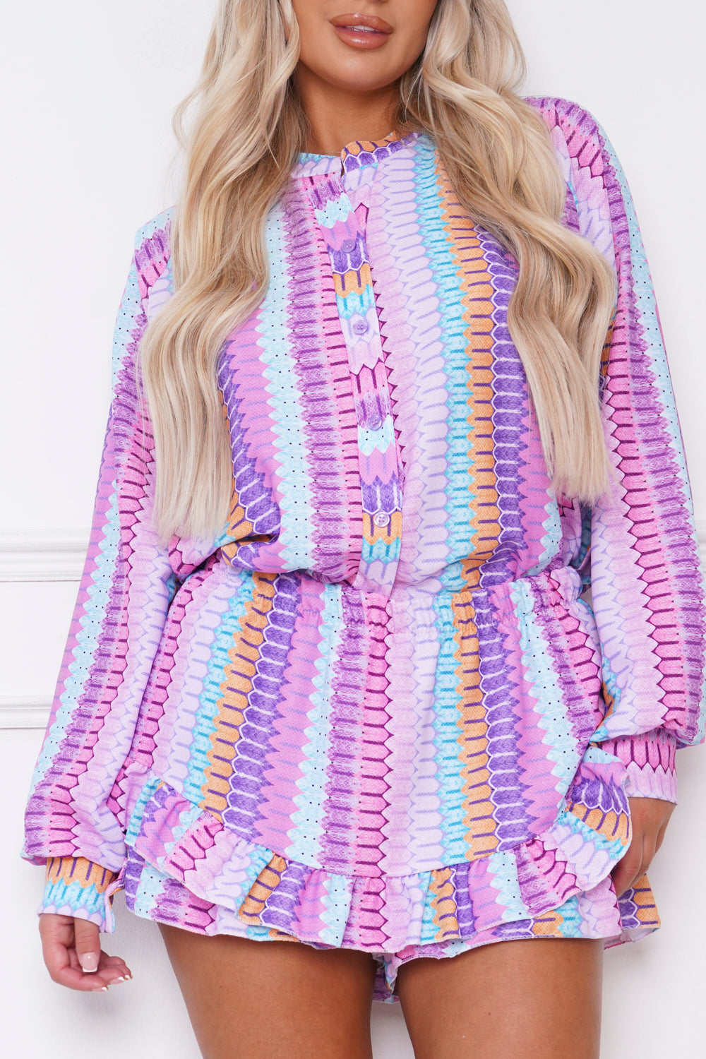 Raven Zig Zag Print Skort Co Ord Set Lilac