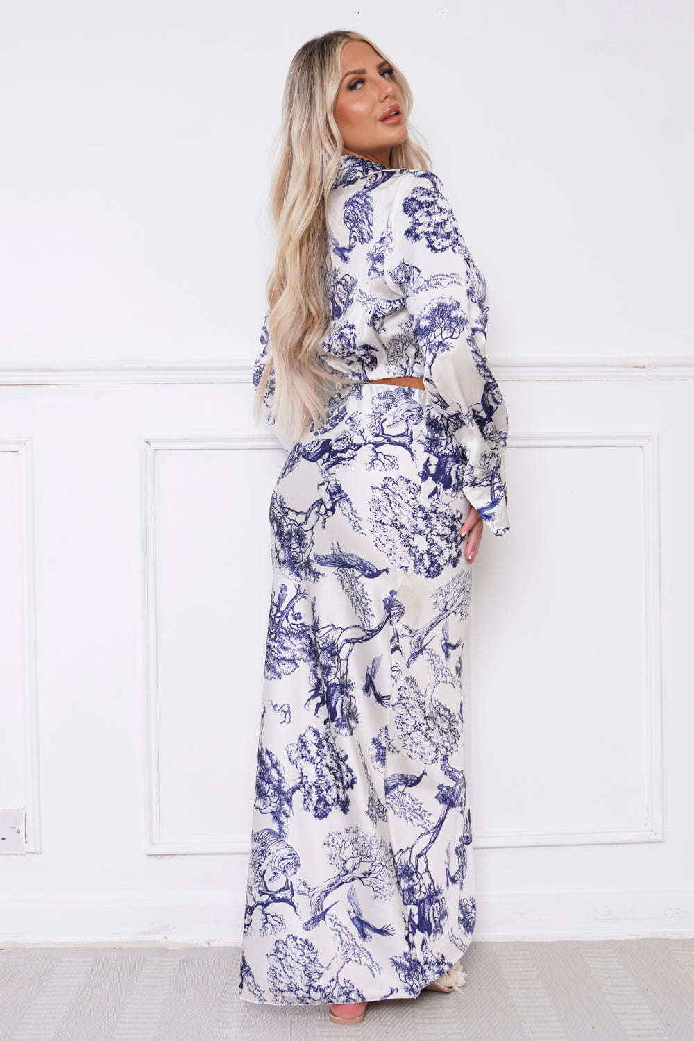 Ophelia Slinky Maxi Skirt & Top Co Ord Navy