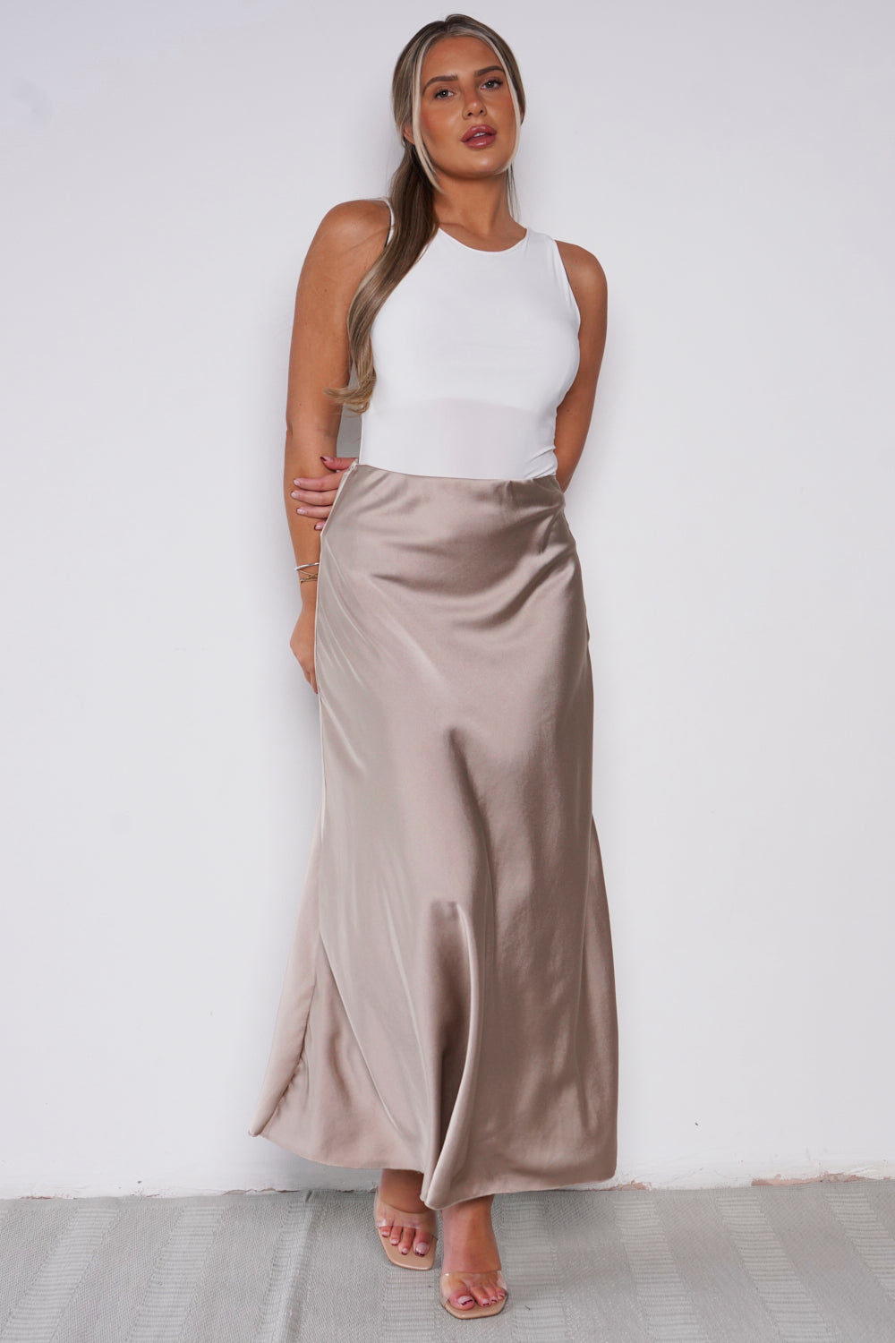 Vivienne Slinky Maxi Skirt Champagne