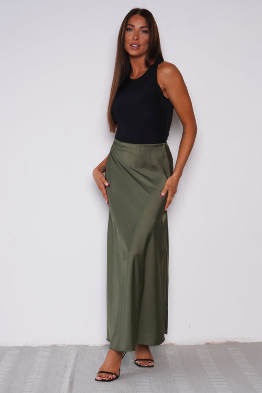 Vivienne Slinky Maxi Skirt Khaki