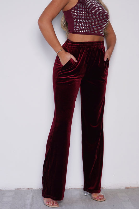 Cassey Wide Leg Velour Trouser