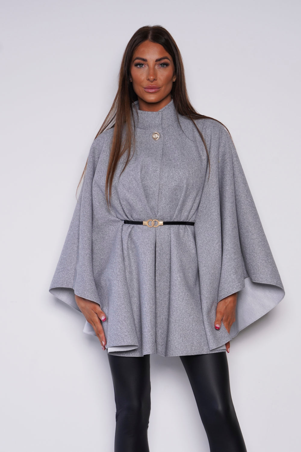 Cadina Belted Cape Grey