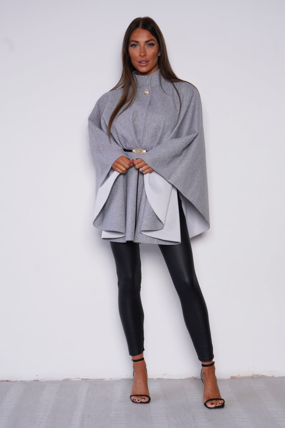 Cadina Belted Cape Grey