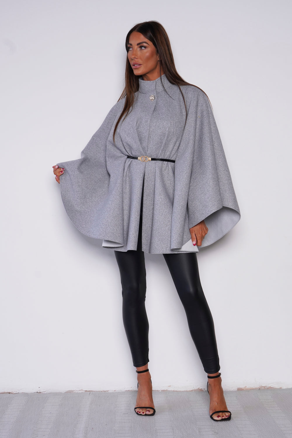 Cadina Belted Cape Grey