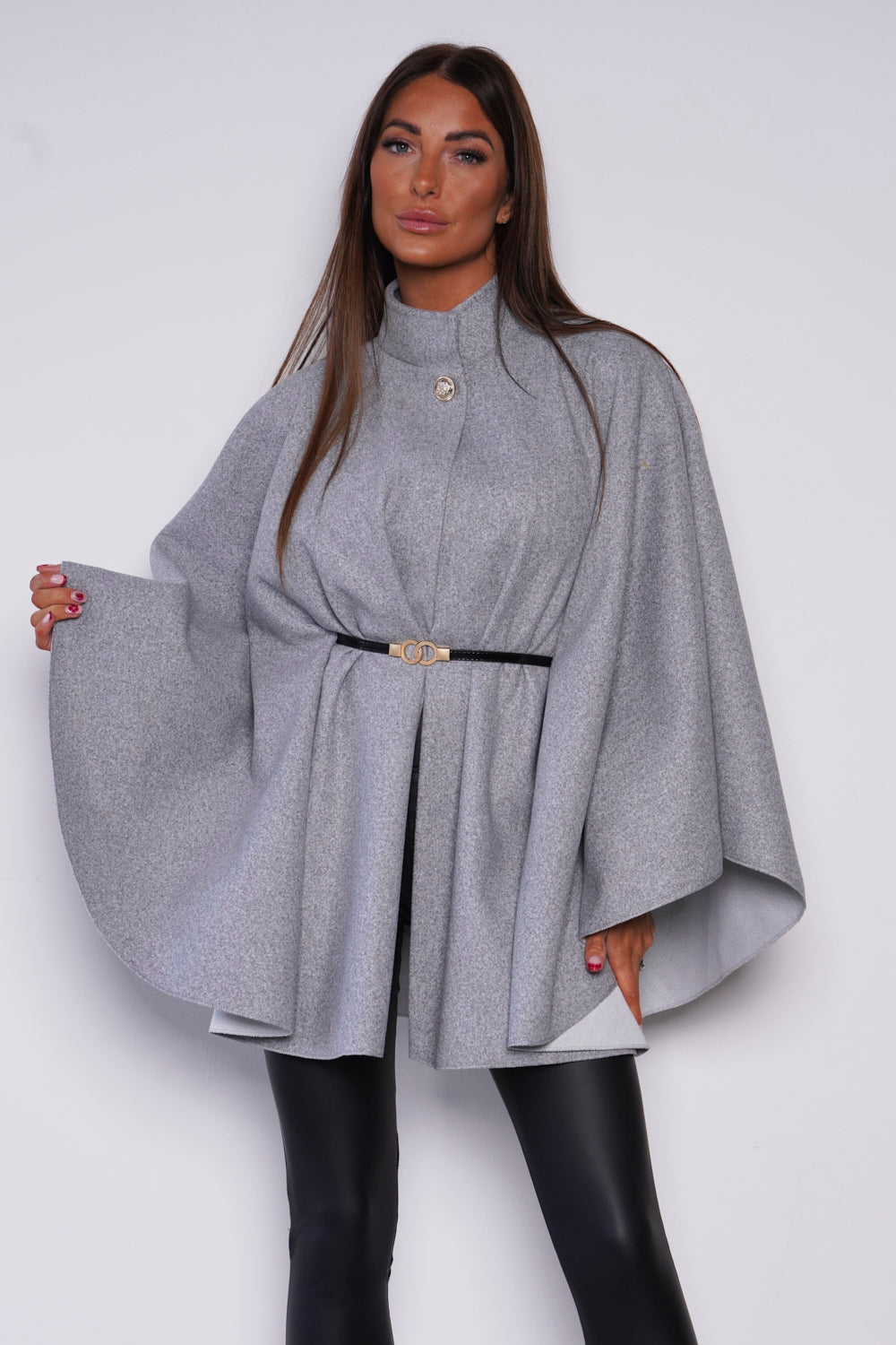 Cadina Belted Cape Grey