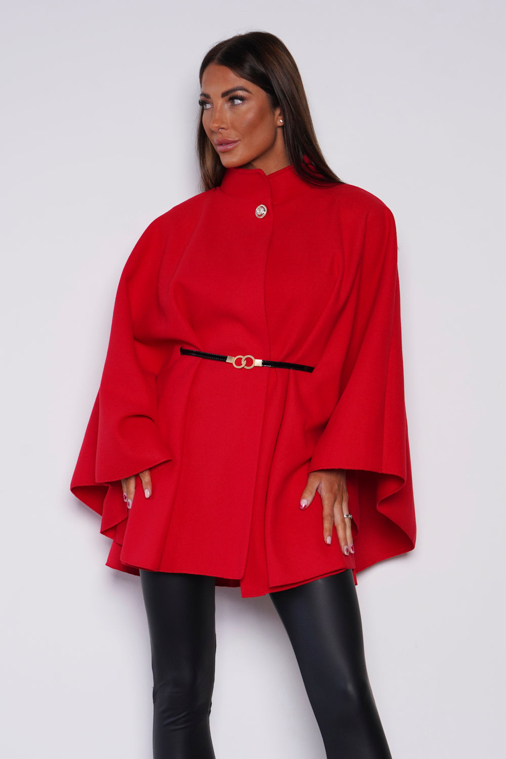 Cadina Belted Cape Red