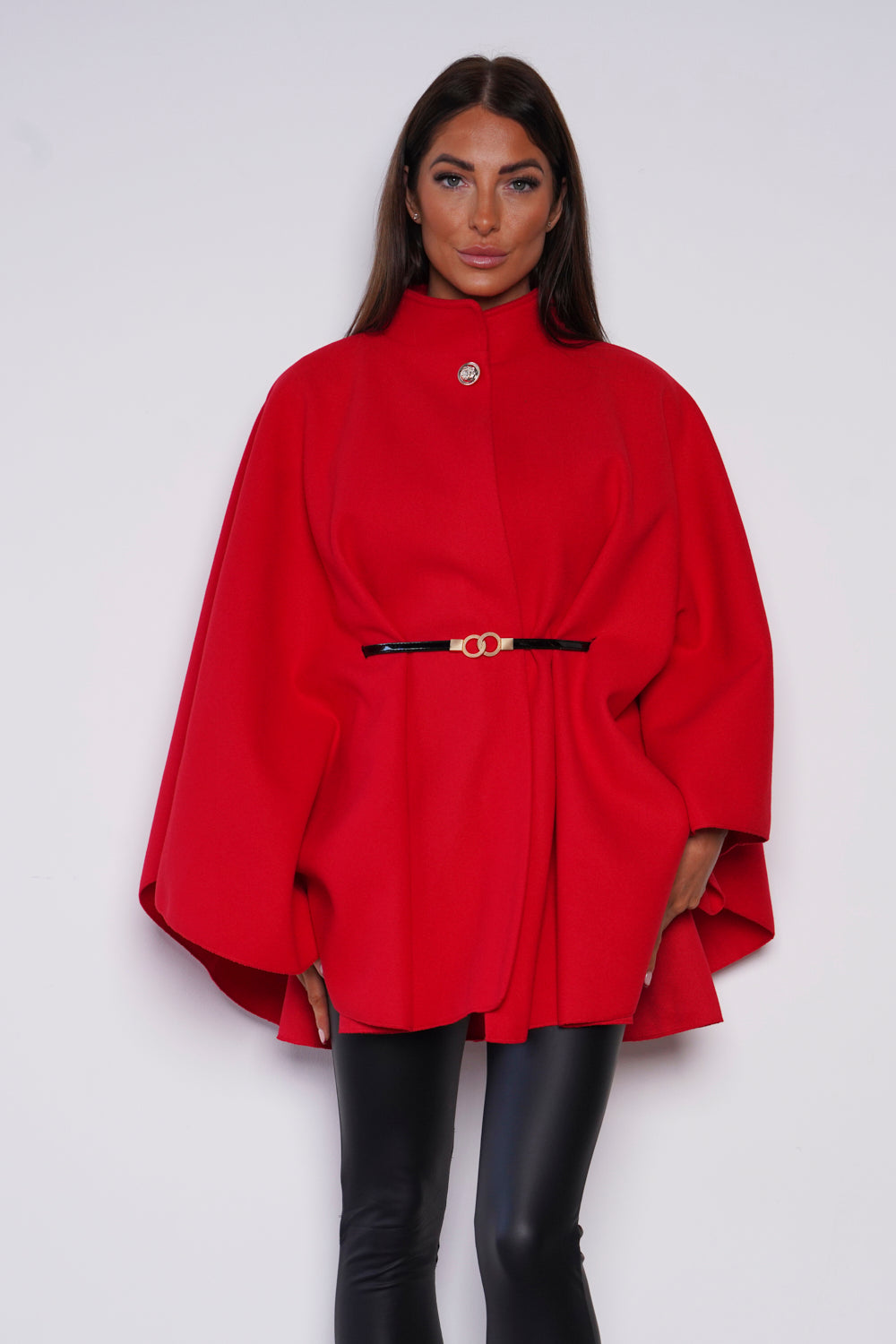 Cadina Belted Cape Red