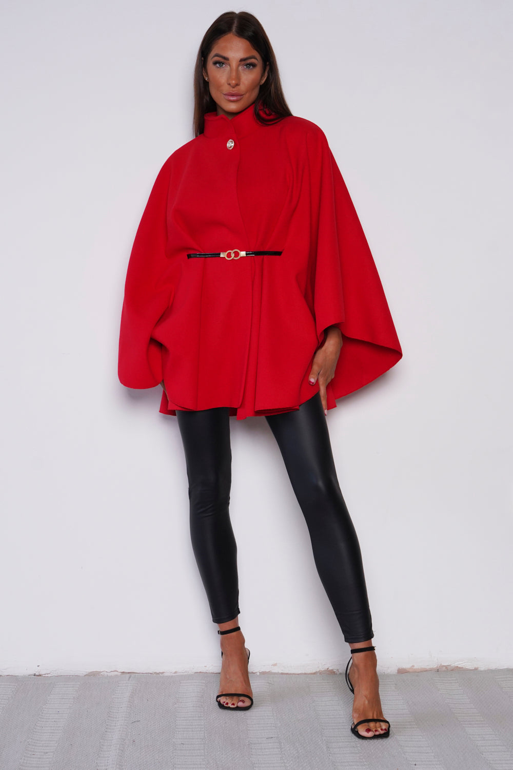 Cadina Belted Cape Red