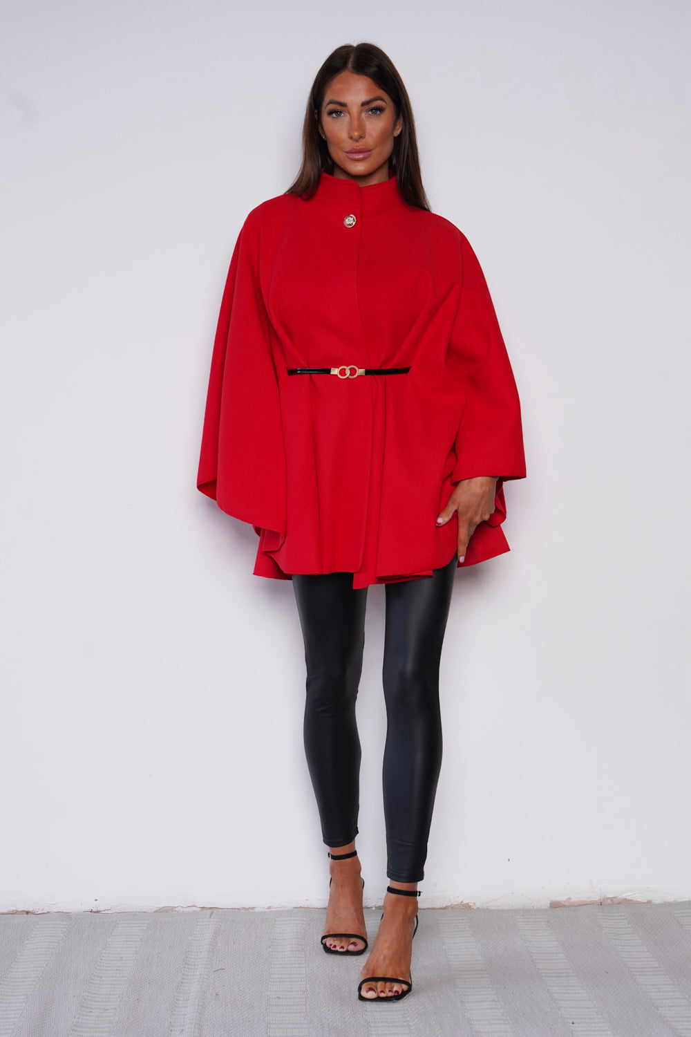 Cadina Belted Cape Red